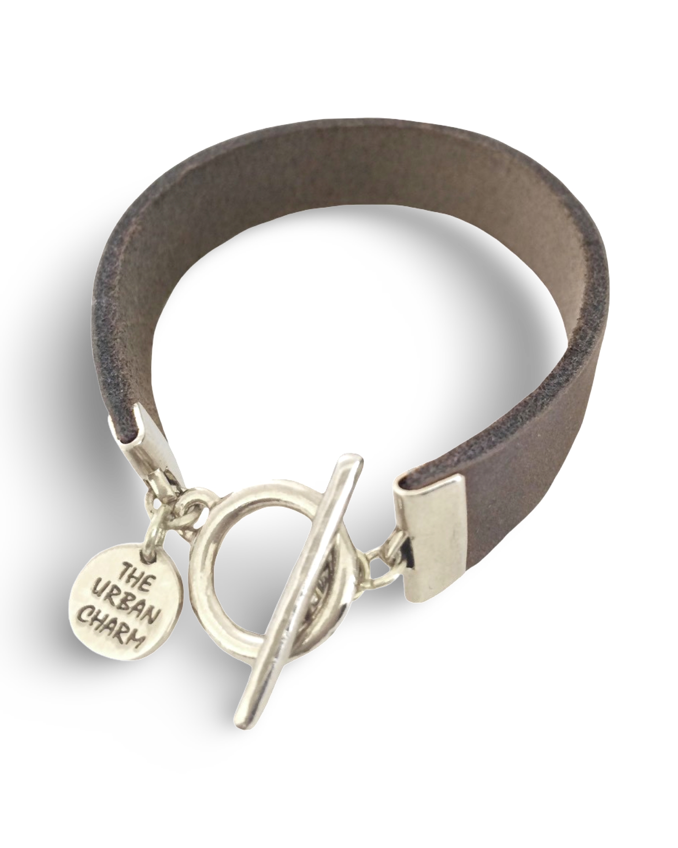 Distressed Gray Leather Color Band Bracelet by The Urban Charm